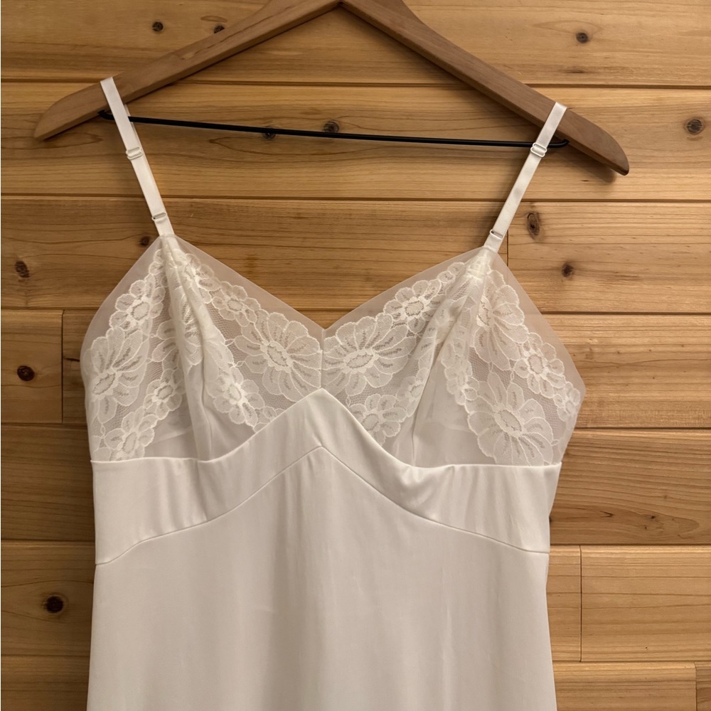 Vintage Small Soft Romantic Mesh Floral Lace Slip Dress Wedding Bridal Coquette - Picture 2 of 10